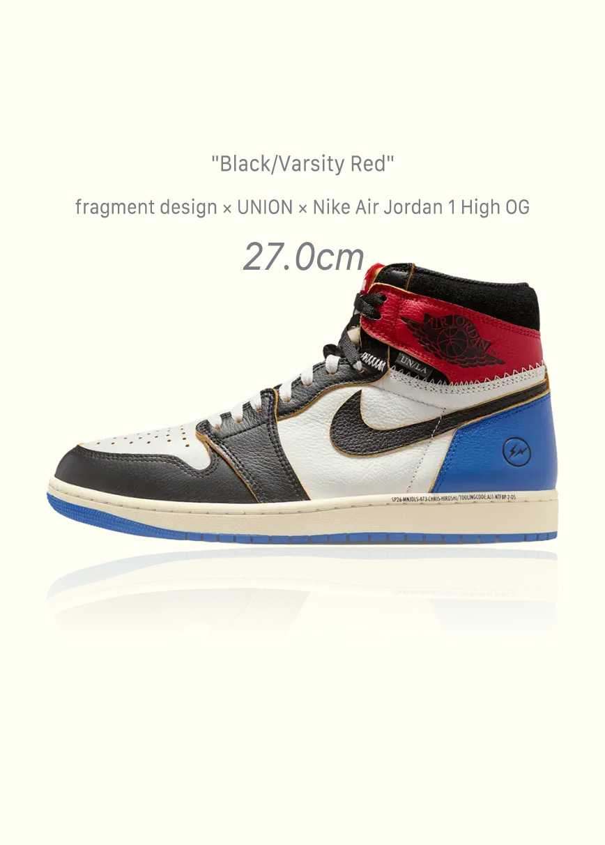 fragment design × UNION × Nike Air Jordan 1 High OG "Black/Varsity Red"