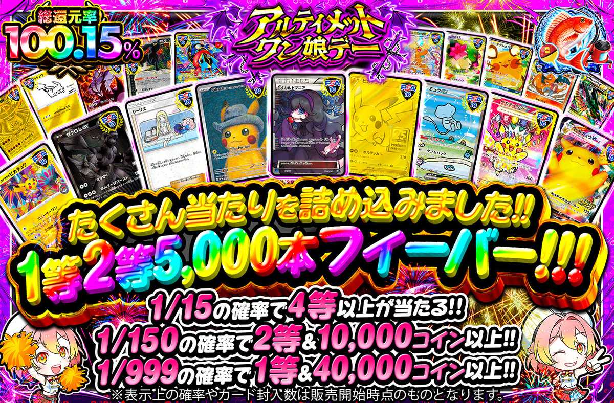 1等2等5,000本フィーバー