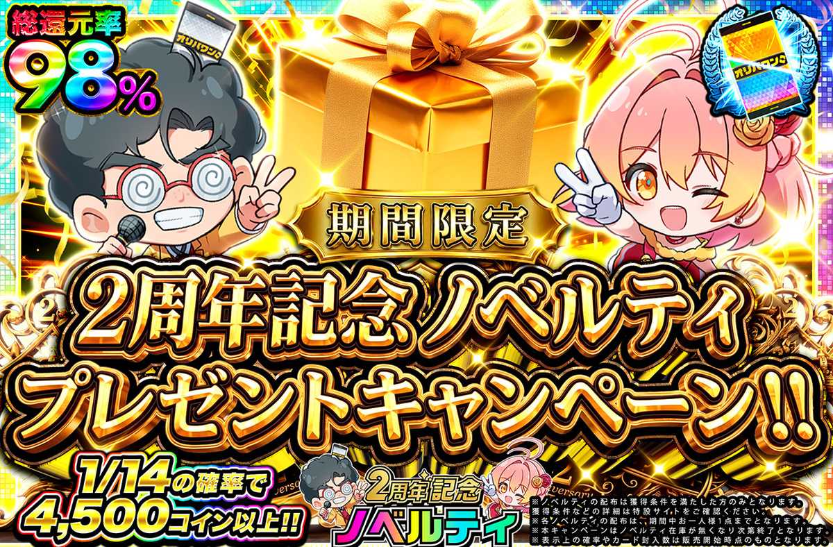 2周年ノベルティプレゼントキャンペーン